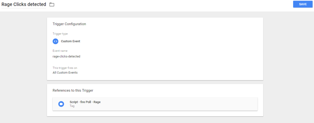 GTM create event when rage clicks are detected